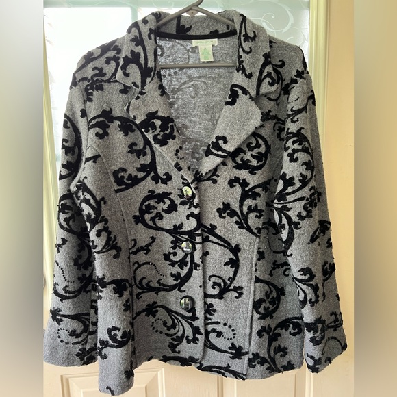 Laura Ashley 💯 percent wool 3 button gray and black blazer. Size M. Boiled wool - Picture 7 of 7